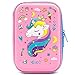 SOOCUTE Crown Unicorn Gifts for Girls - Cute Big Size Hardtop Pencil Case with Compartment - Kids School Supply Organizer Stationery Box Zipper Pouch (Light Pink)