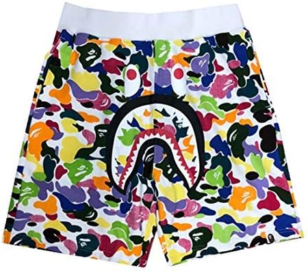 Athletic Pants Shark Pattern Camouflage Stitching Shorts Men Ape Bape Drawstring Sports Shorts