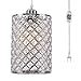 kingmi Plug-in Pendant Lights Dimmable Chandelier with ON/OFF Dimmer Switch and 16.4’ Handing Cord, Chrome Cylinder Style for Bedroom Dining Room and More