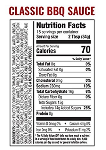 Budweiser BBQ Sauce, Classic, 18 Ounce Bottle (Pack of 6, Packaging May Vary)