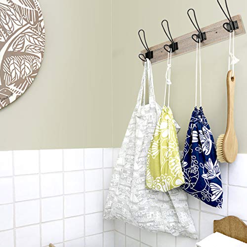 Wall Mounted Coat Rack,Sageme Wooden Entryway Vintage Rustic Coat Rack Hat Hanger Rack 4-Hook Rail for The Entryway, Bathroom, Bedroom, Kitchen, Mudroom Solid Wood (4 Hooks, Black 2 Pack)