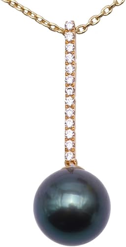Jyx Aaa Perles Tahiti Collier Perles De Culture Perle De Tahiti Noire Mysterieuse De 9 5 Mm En Or 14 Carats Collier Perles Bijoux Femme Amazon Fr Bijoux