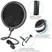 Pop Filter,Double-layer MIC Wind Screen,SOONHUA Round Clip-On Pop Mask Shield with 360 Degree Flexible Metal Gooseneck Holder Screw Clamp for Recording Vocals