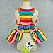 Fitwarm Rainbow Striped Dog Dress, Summer Dog Clothes for Small Dogs Girl, Pet Cat Outfit, 100% Breathable Cotton, Red Yellow Blue, XS