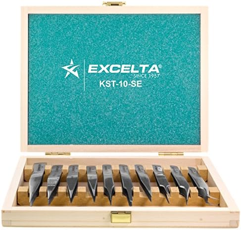 ExceltaTweezer Kitset, One Star Anti Magnetic Tweezers in Wooden Case, Set of 10, Tweezer Kit Set, Economy 10 pc. (KST-10-SE)