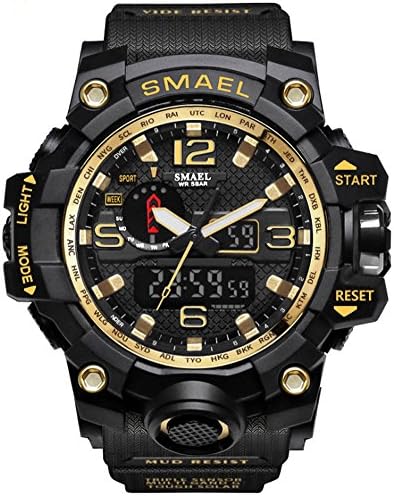 Imperiu Men's Sports Digital Analog Stylish Watch Dual Electronic Quartz Movement Backlight with Outdoor Waterproof-Gold