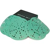 Serious Grit - 6-Inch 49-Hole Sanding Discs - P80-220 Assortment - 50 Pack | Fits Festool ETS / RO 150 Sanders - Includes 10 Each of P80, P120, P150, P180, P220 Grit - Heavy-Duty Hook &amp; Loop Sandpaper