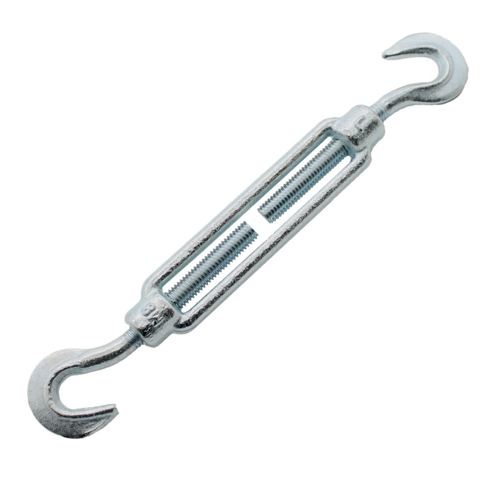 5 x Turnbuckle with 2 x Hook, M8 DIN 1480, Galvanised Steel Clamping