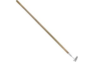 Haliaeetus Sickle Hoe, 58'' Long Handle Japanese Hand Hoe for Standing to Remove Weed, Stainless Steel Scraper Hoe, Bent Angle Weeding Sickle for Fastly Scraping Out Weed on Flower Bed, Between Plants