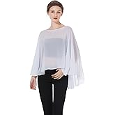 BEAUZSUZSANA Women Poncho Cape High Low Chiffon Shawls Wraps Scarves Capelets for Evening Dress Bridal Wedding Party