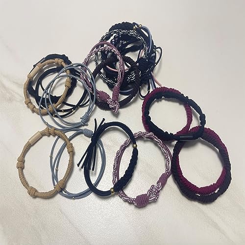 Elastic Hair Ties,20 Pcs Boho Hair Ties For Women No Damage,10 Colors Hair Ties For Thin Hair,Cute Bulk Hair Tie Bracelet For Thin And Thick Hair/Pony Tails (Style B)