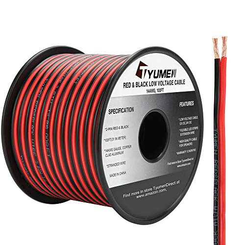 TYUMEN 100FT 14 Gauge 2pin 2 Color Red Black Cable Hookup Electrical Wire LED Strips Extension Wire 12V/24V DC Cable, 14AWG Flexible Wire Extension Cord for LED Ribbon Lamp Tape Lighting - Thumbnail 6