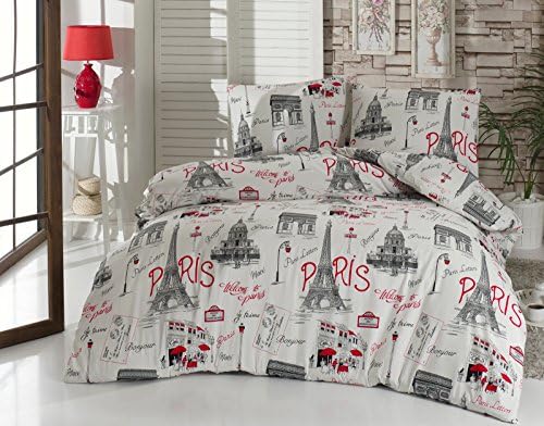 Paris Eiffel 3pcs Paris Eiffel Themed Twin/Single Size Duvet Cover Set Eiffel Themed Bedding Linens (TWIN)