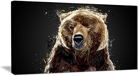 Digital art PT2301-32-16 Brown Bear Black Large Animal Canvas Wall Art