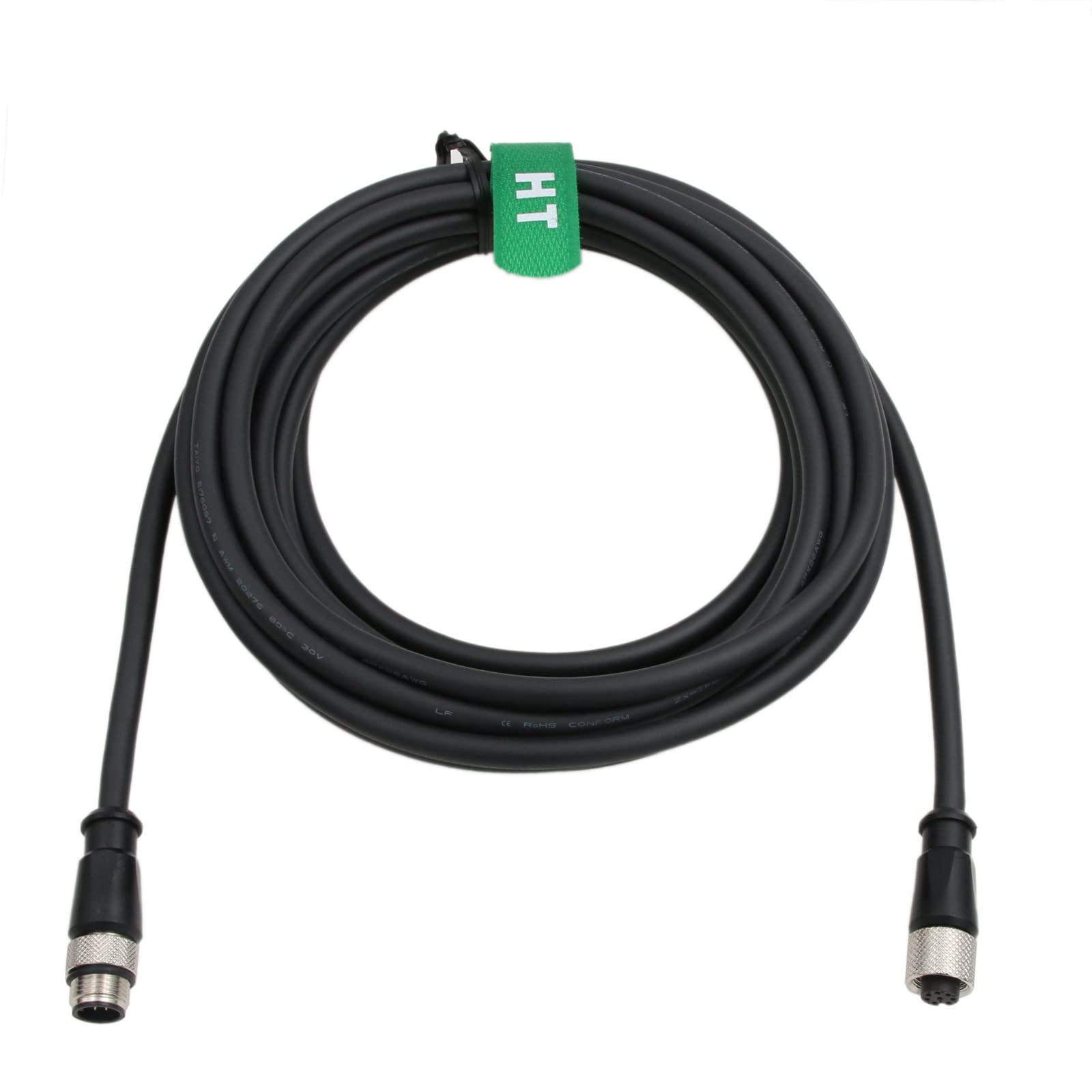 HangTon M12 A Coded 8 pin Female to 8 pin Male Cable for Cognex in-Sight Remote Head Camera Sensor Actuator Profibus Automation 2M