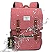 Vintage Laptop Backpack, Canvas College Backpack School Bag Fit for 15 Inch Laptop for Daily Use Teacher Students Travel by Puersit (Red)