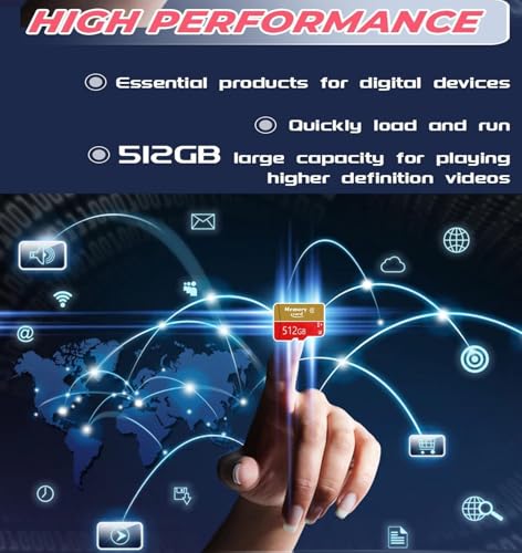 New MicroSDXC MicroSD Card 512GB Set with Adapter,Full HD & 4K UHD Card Class10 U3 High Speed for Camera/Phone/Tachograph,Tablet and Drones