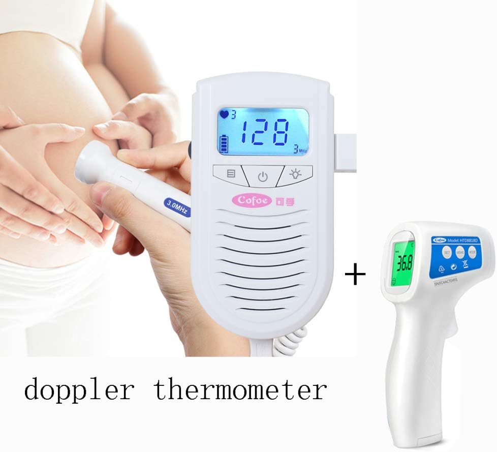 ASDAD Fetal Doppler Baby Heart Rate Monitor+ Infrared Forehead Thermometer Body Fever Temperature Measurement For Pregnant