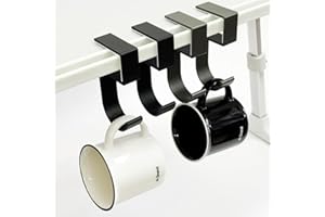 OURASHERO 4Pcs Students' Desk Hook Nail Free Clamp-On Under Desk Schoolbag Hook Women's Bag Handbag Headphone Hanger Backpack Hook and Purse Holder - Suitable for under 3cm/1.18 inch Thick Plate（2Gray+2Black)