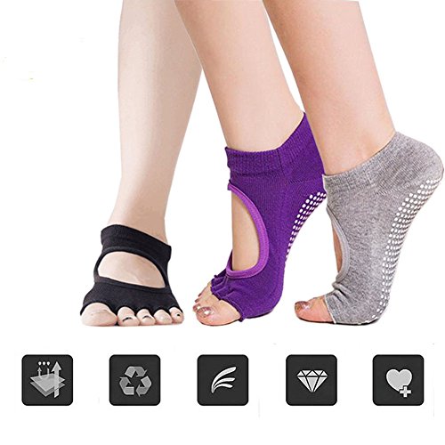Yoga Socks for Women - Toeless Non Slip Yoga Grip Socks for Pilates,Ballet,Barre