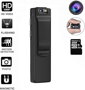 DEXILIO Mini Body Camera, Portable HD 1080P Wireless Wearable Video Recorder with Clip/Motion Detection/Magnetic,Small Security Spy Cam for Home and Office (with 32GB Card)