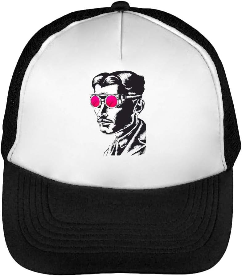 CapWorld Nikola Tesla Glasses Portrait Men's Baseball Trucker Cap Hat Snapback Black White