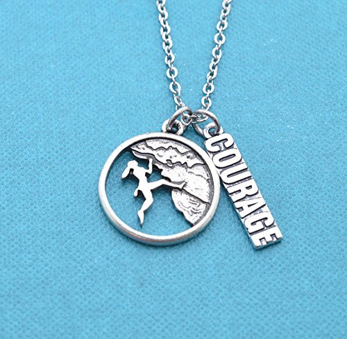 Rock climbing charm pendant necklace on an 18" stainless steel cable chain with lobster claw clasp. Rock climbing necklace. Rock climbing. - Thumbnail 3