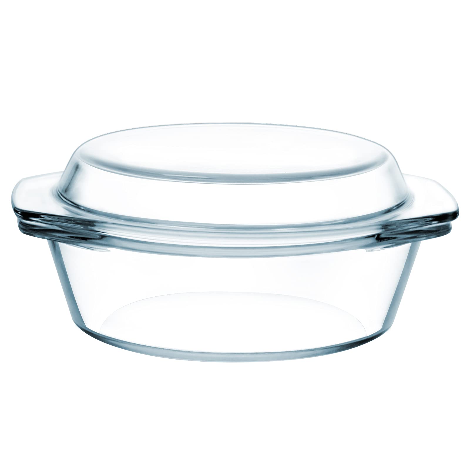 S-1L Glass Round Casserole Dish with Lid and Handles, Oven Proof, High Resistance