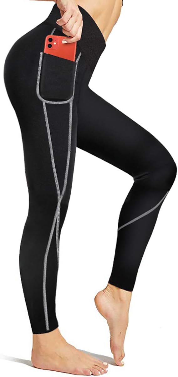 Irisnaya Compression Slim Leggings for Women Sauna Sweat Pants High Waist Training Butt Lifter Tights Workout Body Shaper: Clothing