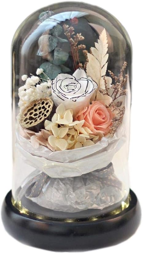 Amazon プリザーブドフラワー お花 ギフト 永遠の花 枯れない花 大きいサイズ バラライト 保存花 ガラスドーム Ledライト付き プレゼント バレンタインデー 母の日 クリスマス 結婚記念日 結婚式 誕生日 退職祝い 送別会 開店祝い おしゃれ タイプ3 プリザーブド