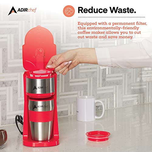 AdirChef Single Serve Mini Travel Coffee Maker & 15 oz. Travel Mug