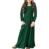 Deerose Girls Maxi Dress Casual Holiday Long Dresses with Pockets 5-14 Years