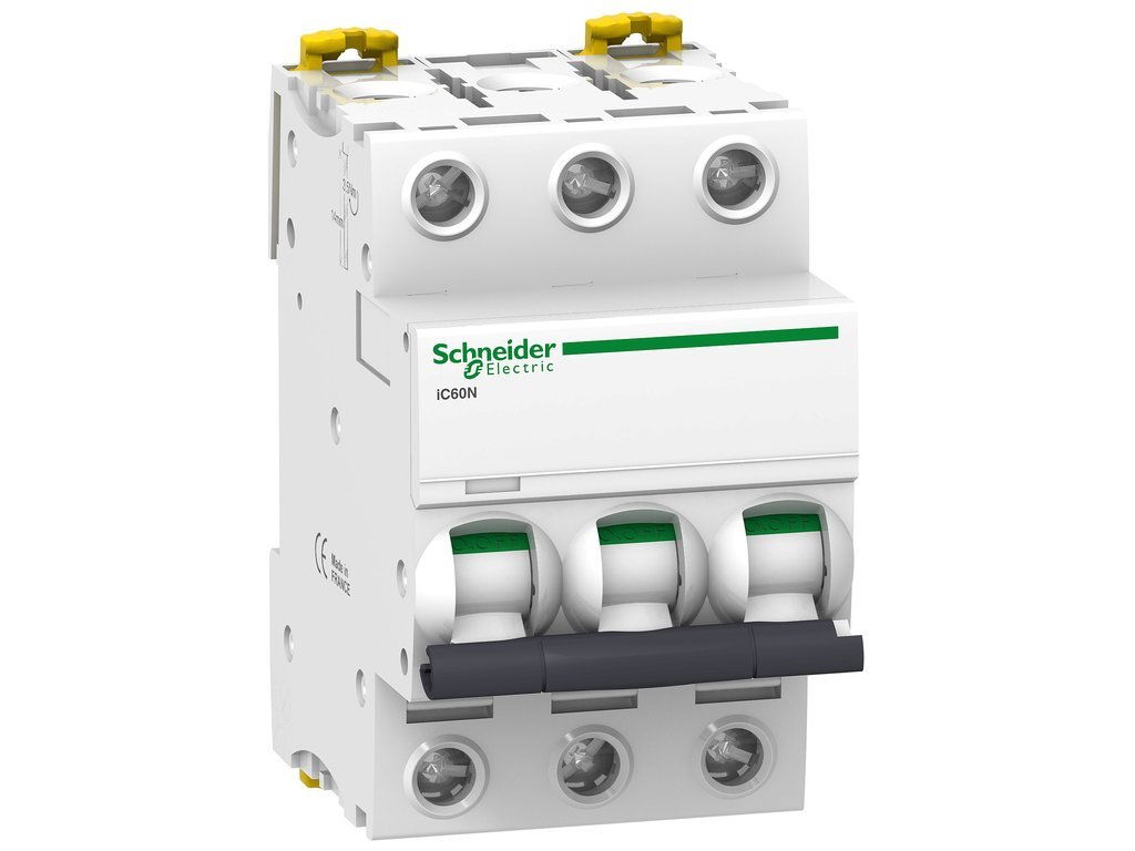 Schneider A9F74304 iC60N 3P 4A C MCB Miniature Circuit Breaker, White, Set of 4 Piece