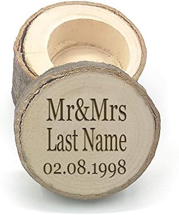 ivisi Ring Box Wedding Wooden Rustic Personalized Mr And Mrs Last Name