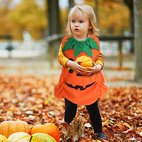 AMOR PRESENT Halloween Pumpkin Costume, 3 PCS Pumpkin Cosplay Costume for toddler Girls Boys Halloween Cosplay Party