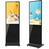 QIXZOCV MWE 43 Inch Indoor Floor Standing Digital Signage Advertising Display Kiosk LCD Screen Commercial Totem Android System Vertical Poster with Auto Media Player