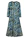 Women's All-Over Paisley Print Zip Front Long Sleeve Lounger with Split V-Neck and Side Pockets, Blue/Green, Medium