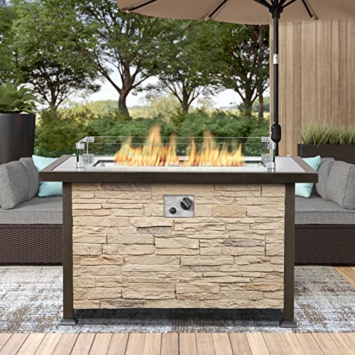 UMAX Outdoor Propane Gas Fire Pit Table, 44 Inch 50,000 BTU Gas Auto
