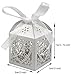 KPOSIYA 70 Pack Love Heart Laser Cut Wedding Party Favor Box Candy Bag Chocolate Gift Boxes Bridal Birthday Shower Bomboniere with Ribbons