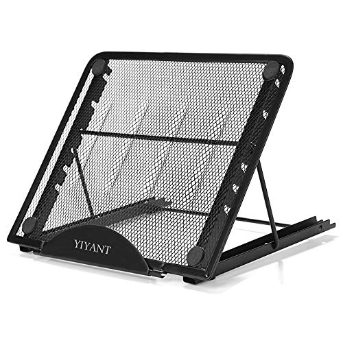 Laptop Tablet Stand, Ventilated Adjustable Laptop Computer Holder Desk Stand, Universal Lightweight Ergonomic Tray Cooling Laptop Stand for All 10-15″ Laptop Notebook/Tablet (Black)