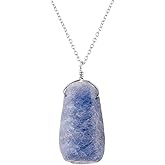 InfinityGemsArt Raw Blue Sapphire Pendant, Rough Crystal, Dainty Gemstone, Handmade Necklace Jewelry for Women, Birthstone, Healing Crystals, 925 Sterling Silver Chain 18 inch