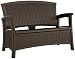 Suncast Elements Loveseat with Storage - Lightweight, Resin, All-Weather Outdoor Loveseat Chair - Wicker Patio Decor with Built in Storage Capacity up to 23 Gallons - Java