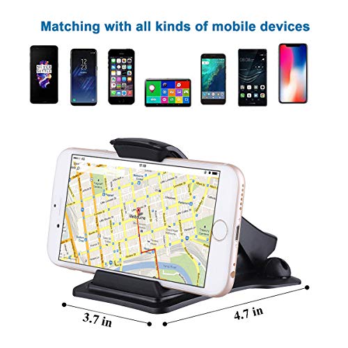 Car Mount, MWAY Car Phone Holder 3M Tapes 3.5-6.5 Inch Phone Stand for Dashboard with 4 Cable Clips,No Blocking for Sight,Durable Cell Phone Holder for iPhone X 8 7/7Plus/6/6S Plus/Samsung Smartphone