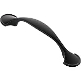 Alzassbg 10 Pack Matt Black Cabinet Pulls, 3 Inch(76mm) Hole Centers Arch Metal Kitchen Hardware Cabinet Handles for Cabinets