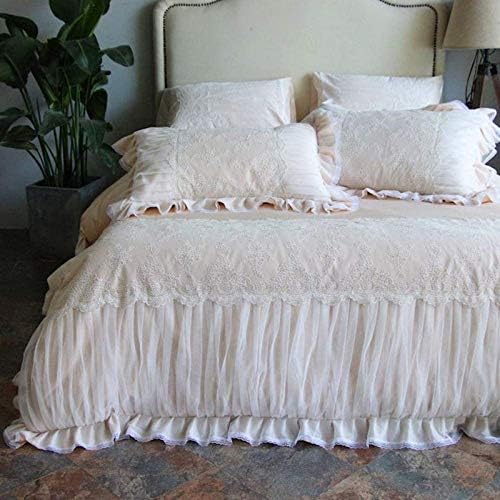 羽毛布団カバーレースプリンセス セットベッドリネン 羽毛布団カバー 4ピースセットベッド ベッドカバーダブル 上質 クイーンキング