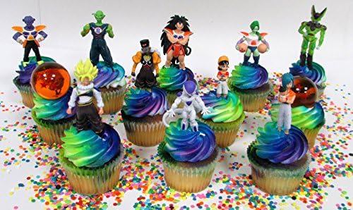 DRAGON BALL Z Themed Birthday Cupcake Topper Featuring Dragon Ball Z Characters and Decorative Themed Accessories
