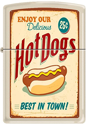 UPC 041689315757, Zippo Hot Dogs Best In Town Poster Cream Matte Windproof Lighter NEW Rare