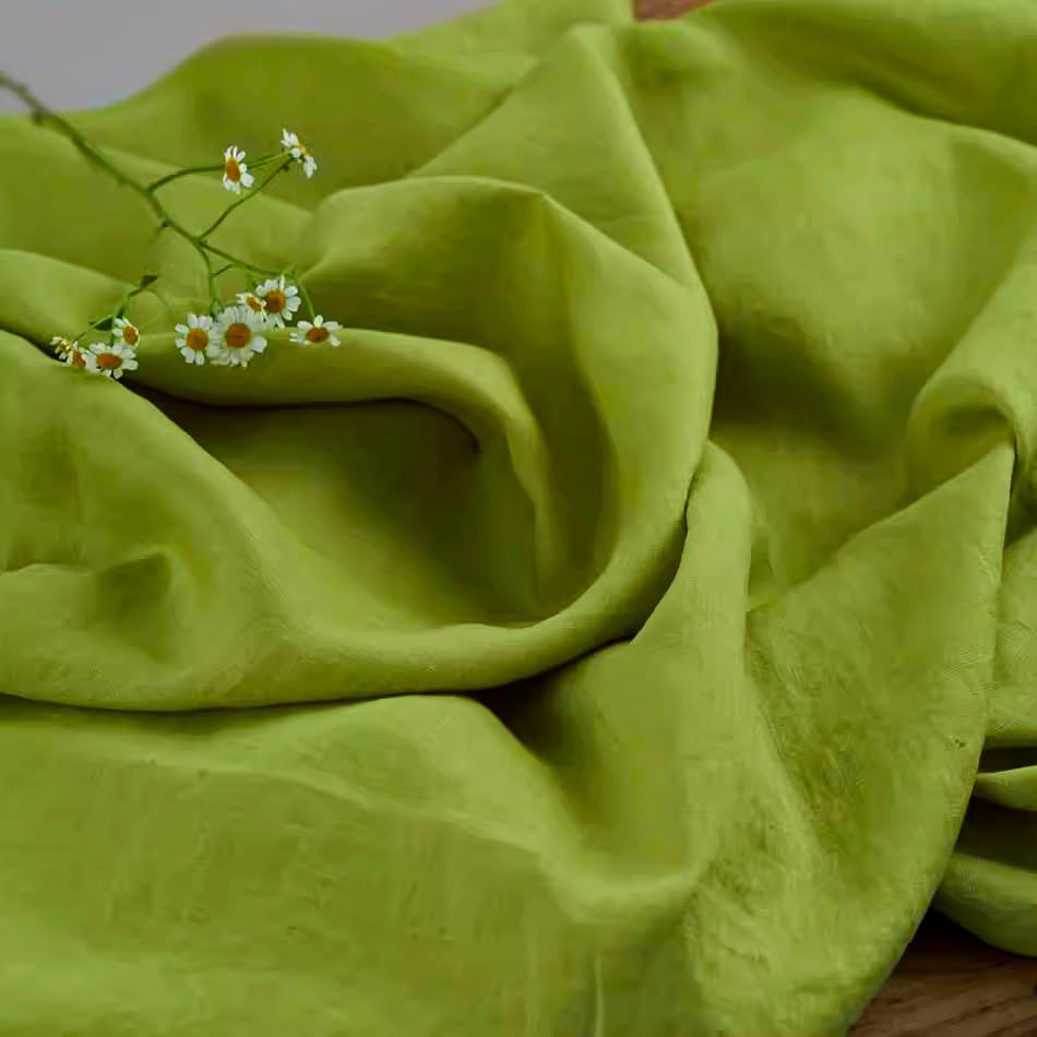Simple&Opulence 100% Natural Linen Fabric - 200cm Wide Solid Colour Linen Material for Dressmaking, Sewing, Upholstery, Embroidery, Lining, DIY Crafts (Grass Green,2mx2m) — image 1