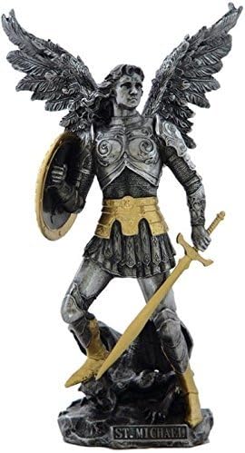 Amazon Co Jp Us 12 75インチ 大天使聖ミカエルフィギュア ピューターとゴールドカラー ホーム キッチン