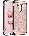 BENTOBEN Compatible with LG G6 Case, Luxury Glitter Sparkly Bling Slim 2 in 1 Hybrid Hard PC Cover Flexible TPU Laminated Shiny Faux Leather Chrome Shockproof Protective Case for LG G6(2017),Rose Gold